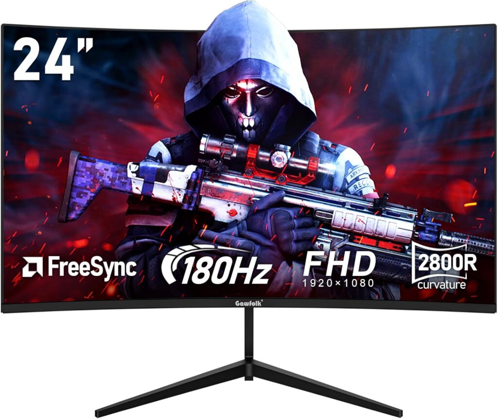 Gawfolk 24" Curved Gaming Monitor - 180Hz, 1ms