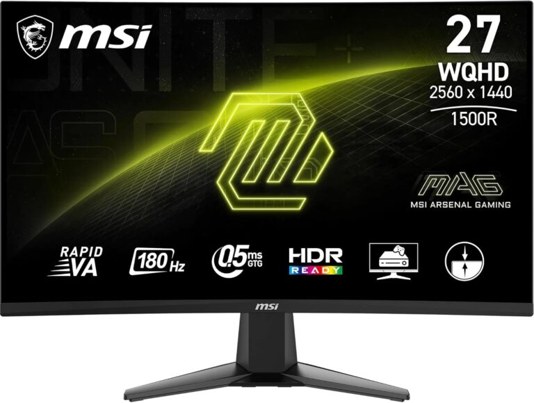 MSI MAG 27CQ6F 27 Inch WQHD Curved Gaming Monitor - 1500R 2560 x 1440 Rapid VA Panel